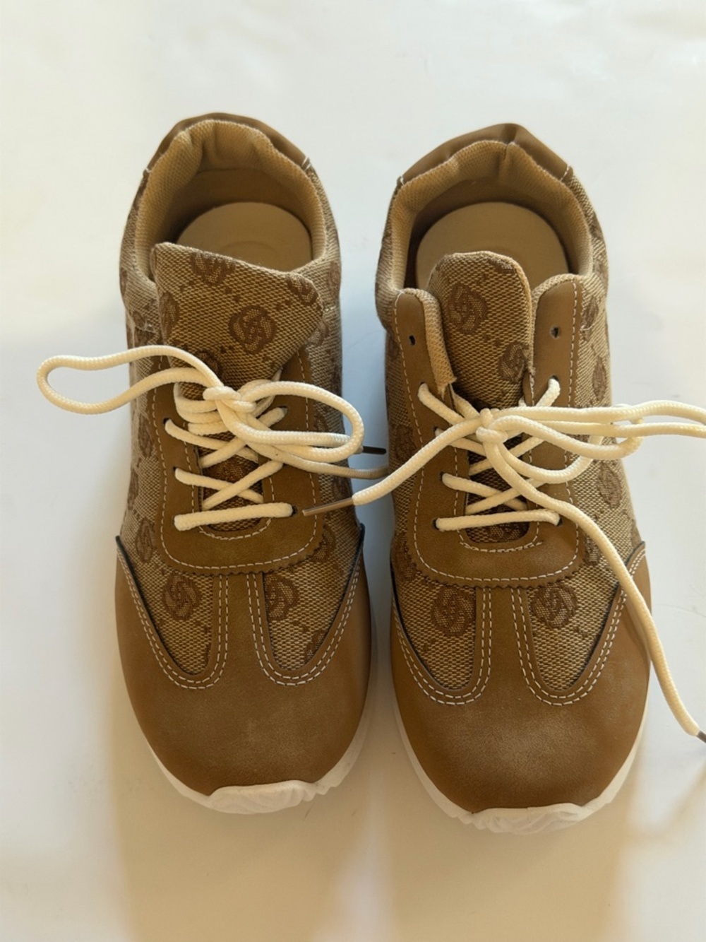 Brown Monogram Canvas Sneakers Women’s 6 Casual Fashion Low Top Shoes